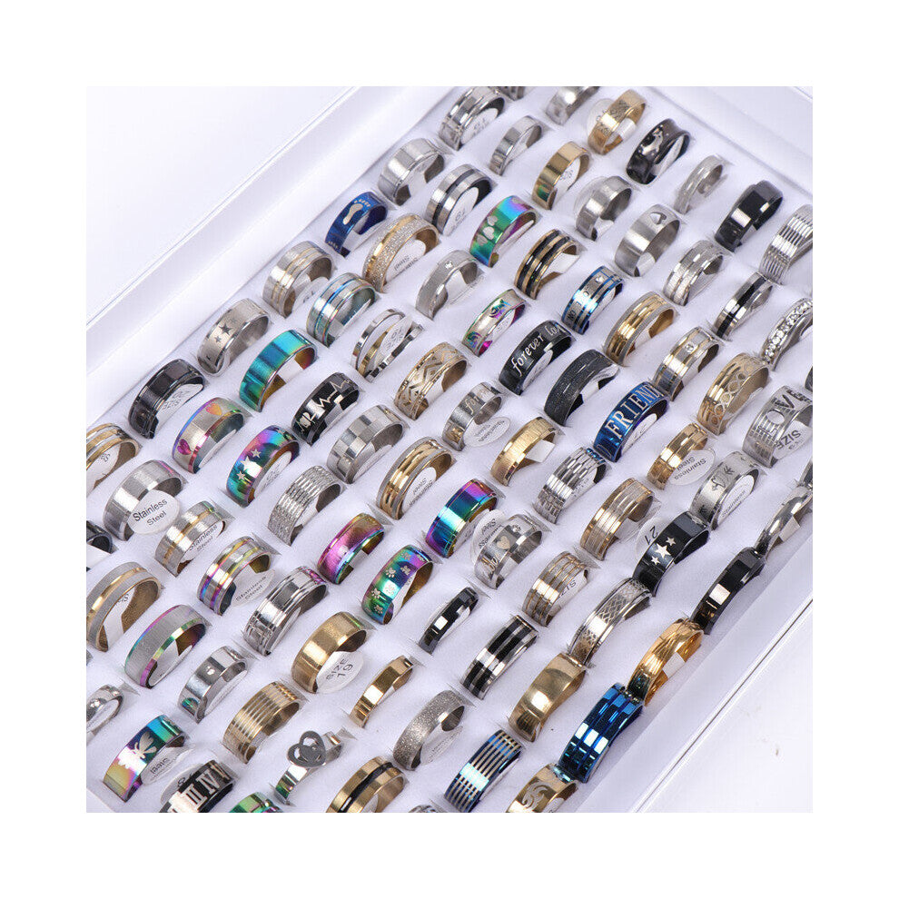 20pcs-lot Classic Hollow Stripe Luminous Mens Womens Stainless Steel Jewelry Rings For Party Gift Wedding Engagement