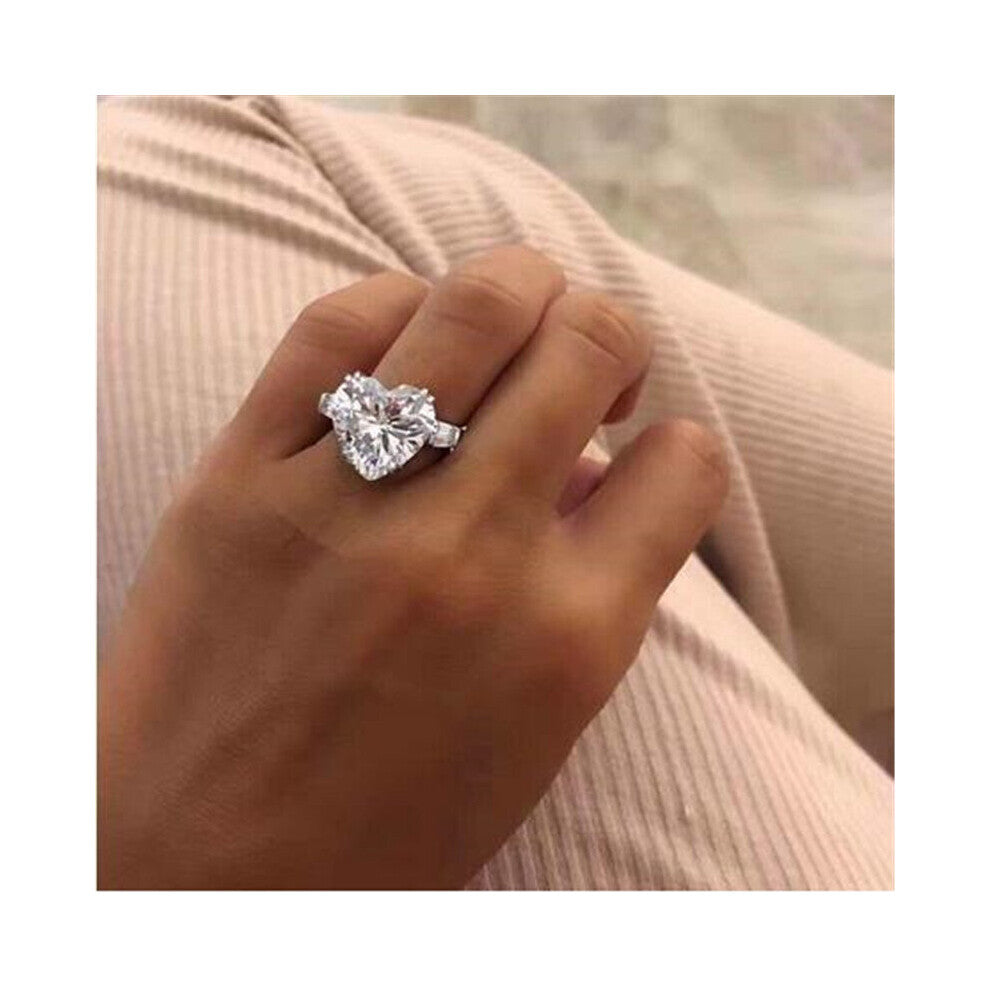Heart shape Female Promise ring Filled 12mm AAAAA cz Engagement Wedding Band Rings for women Bridal Fine Jewelry