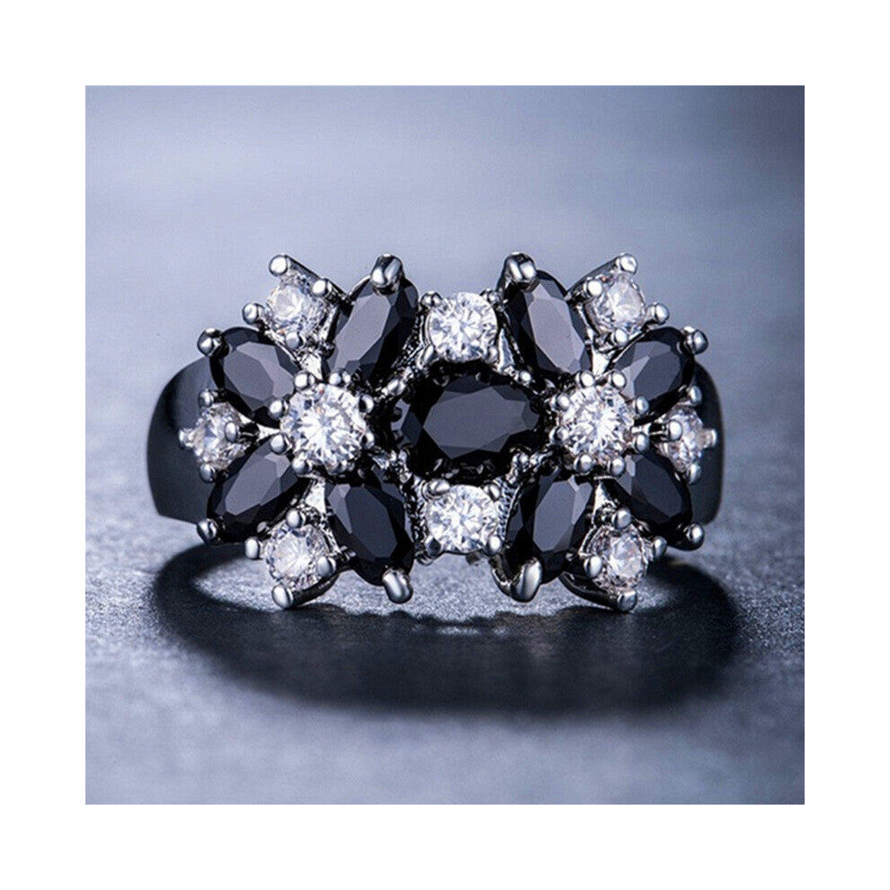 Female Pink Crystal Stone Ring Charm Silver Thin Wedding Rings For Women Dainty Bride Flower Zircon Engagement Ring