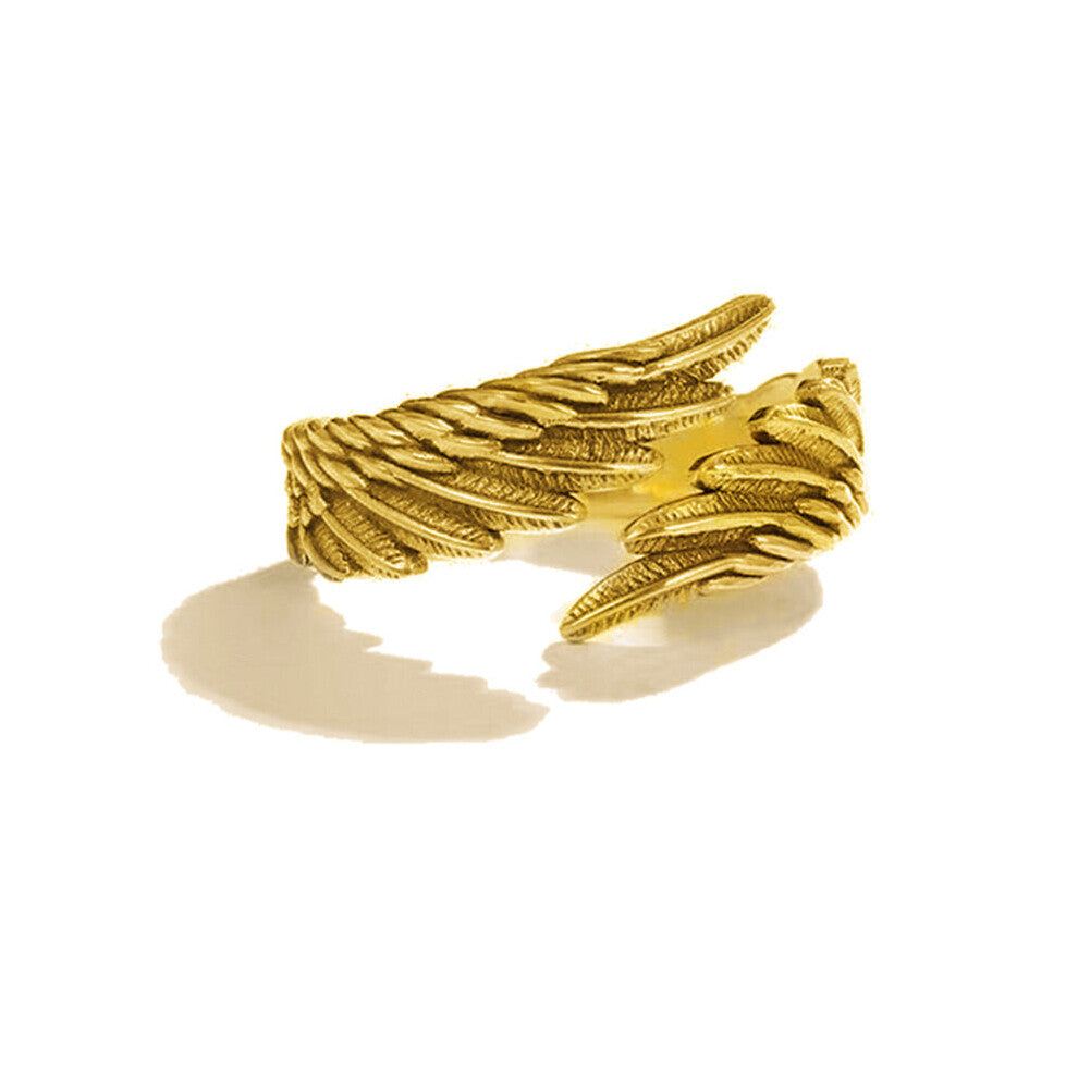 (Resizable, Chocolate Color) Gothic Couples Angel Demon Wing Rings For Women Men Matching Promise Ring Wedding Jewelry Engagement Gift