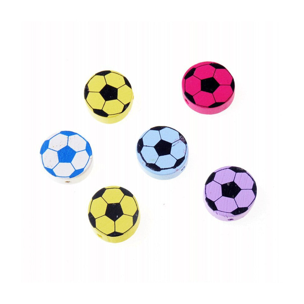 20pcs Wooden Beads football Styles soccer Spacer Beading Wood Beads Toys For Baby DIY Crafts Kids Toys 19x15mm