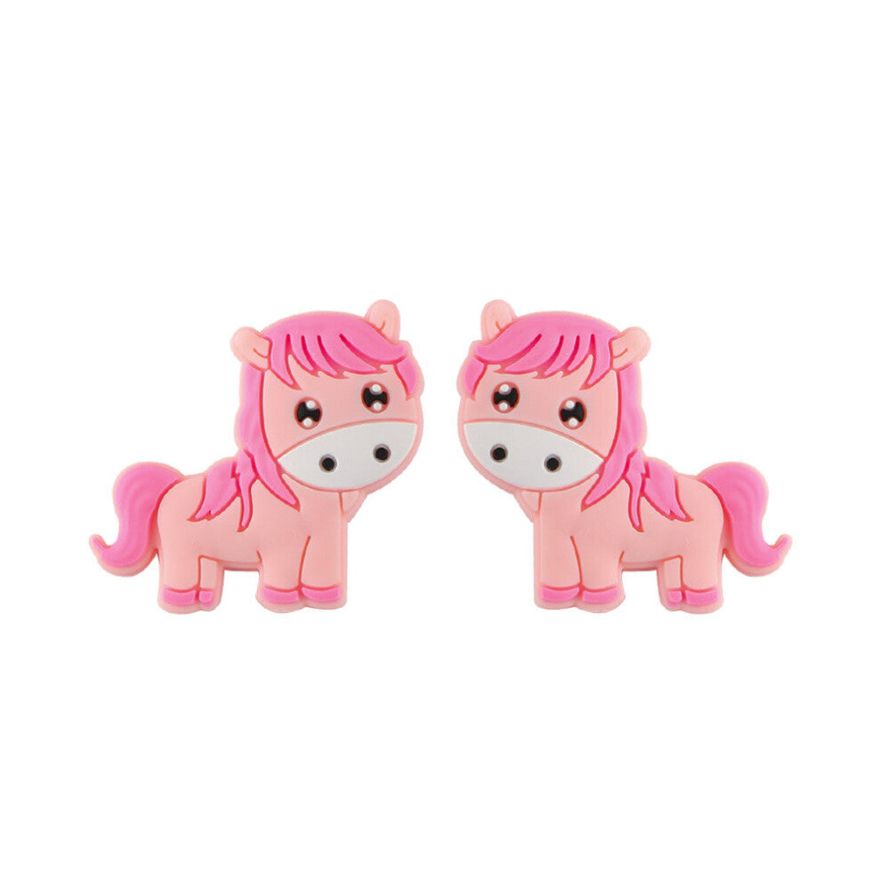 Kovict 10Pcs Silicone Beads Mini Horse Food Pendants DIY Care Pacifier Chain Necklace Baby Molar Toys Accessories