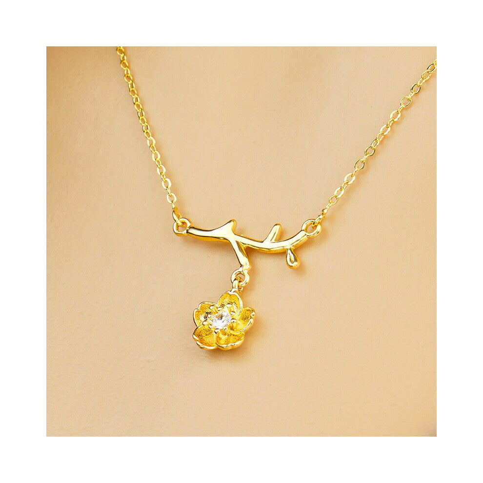 JS16 Fine Jewelry Woman Birthday Wedding Gift 24KT Flower Ring+Earrings+Necklace Jewelry Set