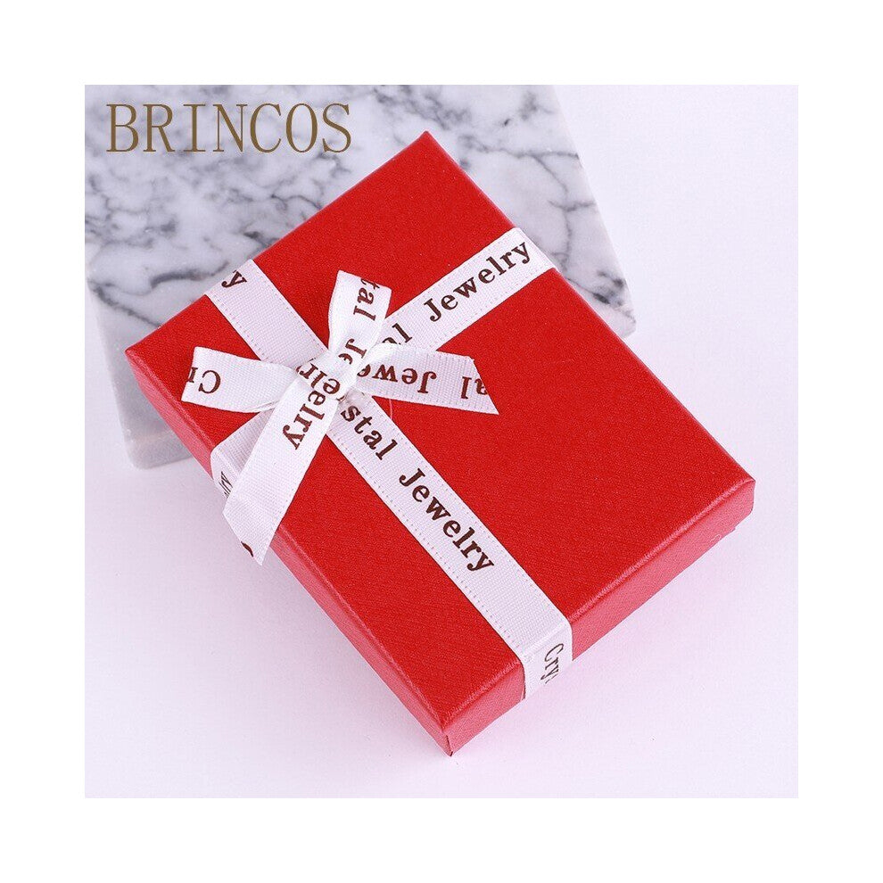 Engagement ring earrings necklace box bow square jewelry storage box display box bracket red dark