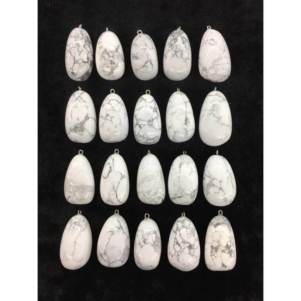 5pcs-pack Polished Labradorite Gem Stone Bead Pendant,Natural Howlite,Sodalite Pendant Jewelry Necklace 30-45mm