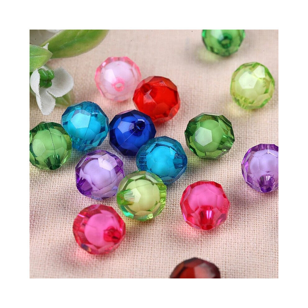 (1 White-8mm 1500Pcs 2MM) 8-10-12mm Transparent Faceted Acrylic Bead In A Bead Jewellery Children Diy Necklace Bracelet Toys