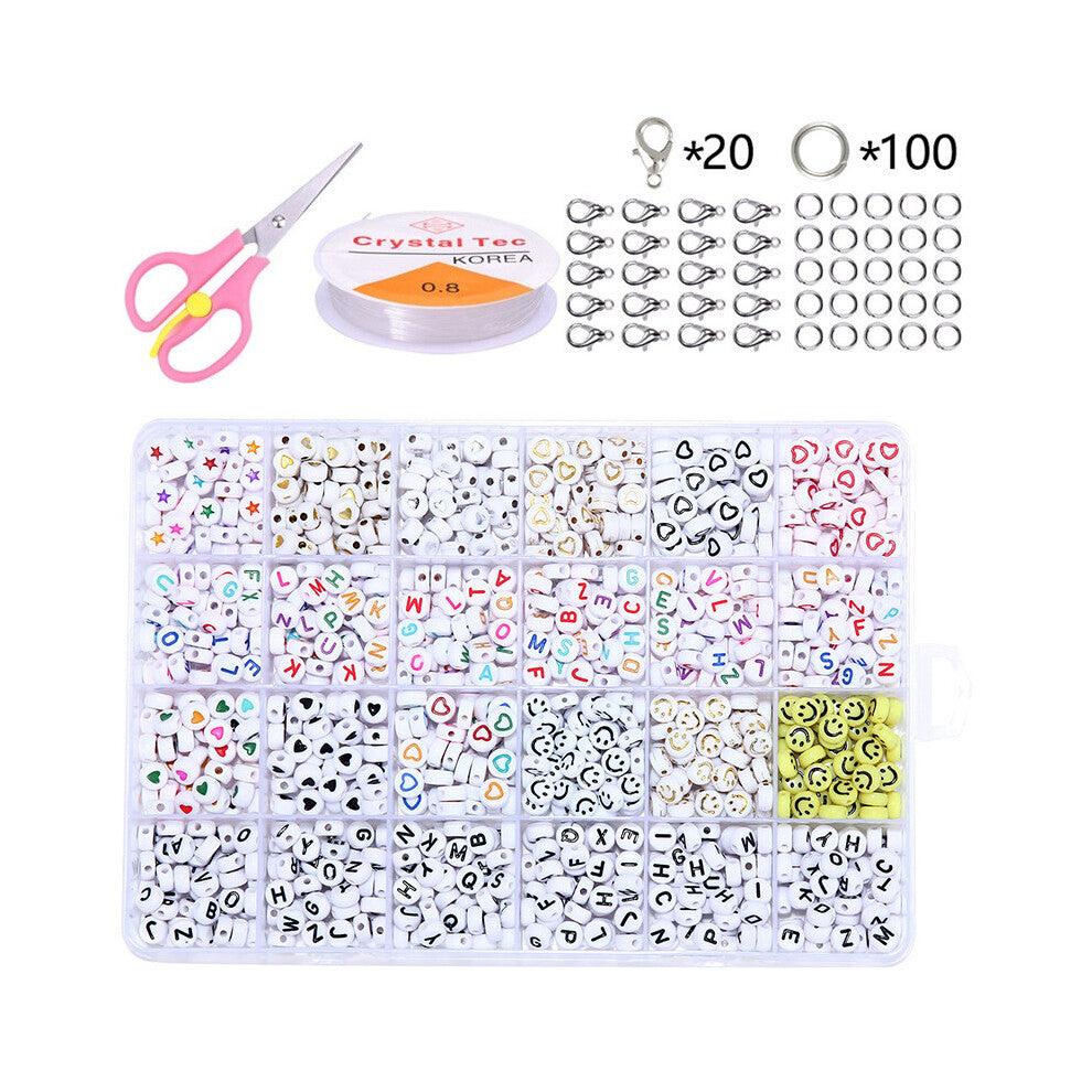 24 Grids Smile Acrylic Letter Beads Kit For Jewelry Making DIY Bracelet Necklace Beads Children Puzzle Beads Set for Kids