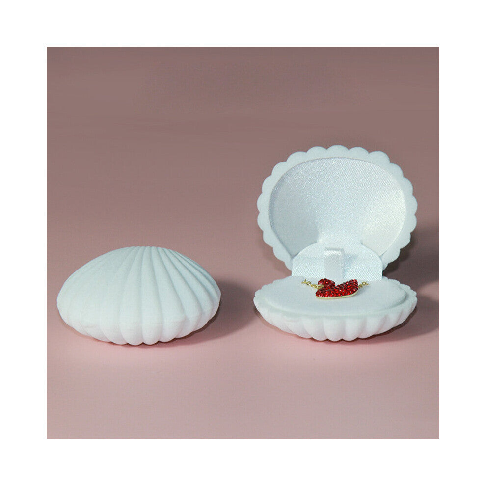 Shell Shape Velvet Wedding Engagement Pendant Earrings Necklace Jewelry Boxes Packaging Display Holder