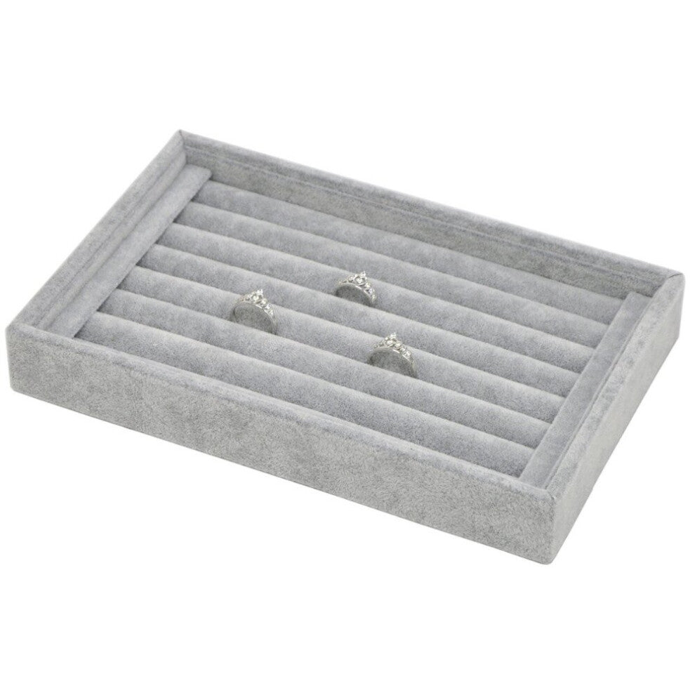 Grey Stackable Small Velvet 7 Slots Ring Insert Cufflinks Earrings Trays Showcase Display Jewelry Storage Organizer