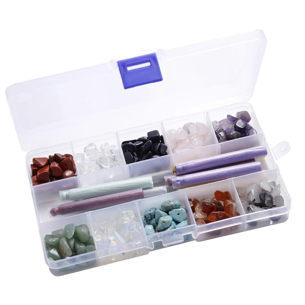 340 Packs Natural Stone Beads Chips in Box Necklace Jewelry Making Supplies Kit