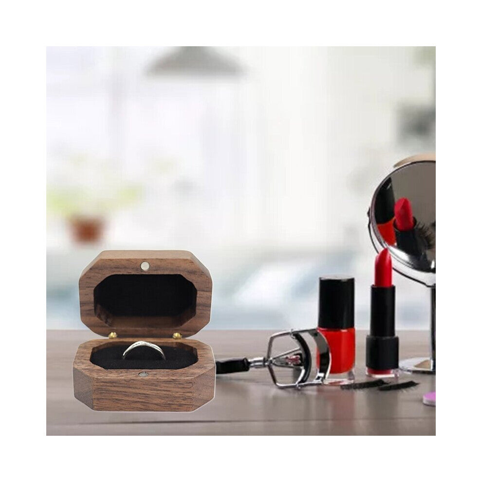 Walnut Wooden Engagement Ring Box Solid Wood We Are Married Ring Organizer for Proposal Wedding Ceremony Gift