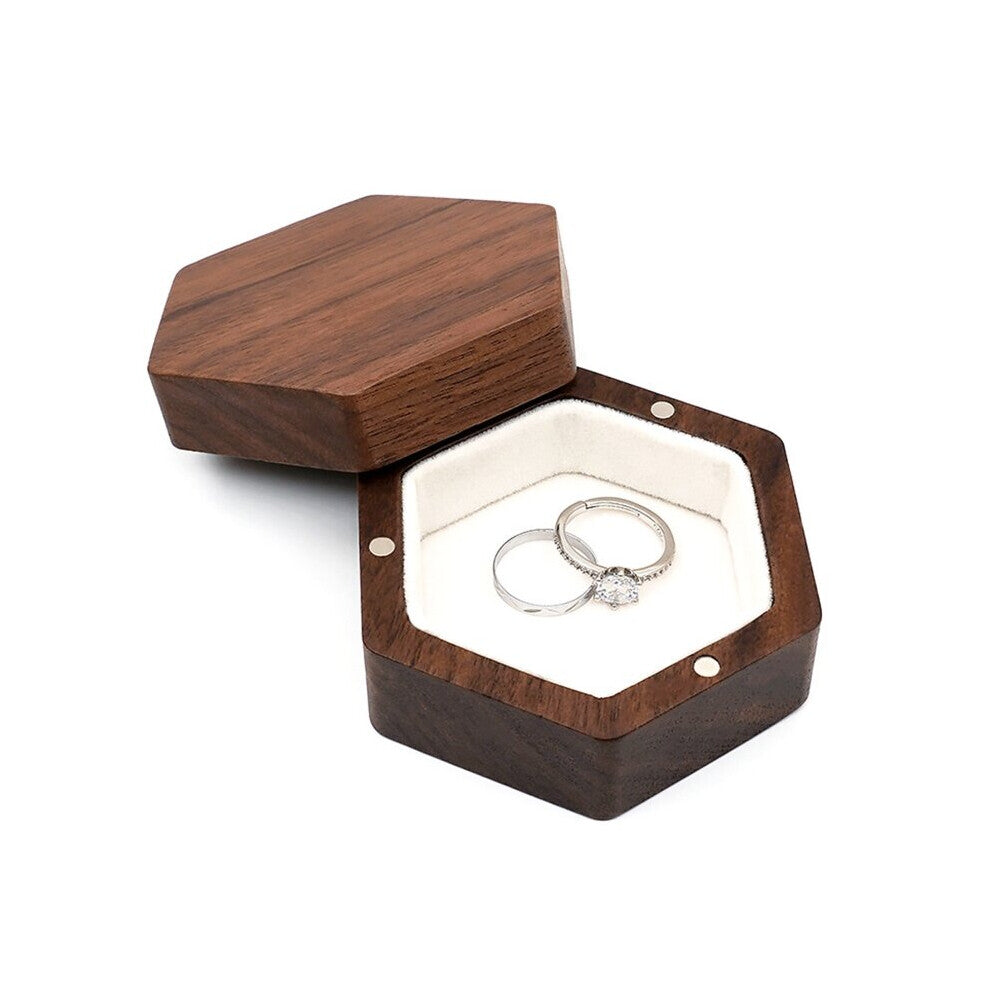 Solid Wood Jewelry Box Walnut Chinese Wooden Box Ear Stud Necklace Jewelry Storage Box for Proposal Engagement