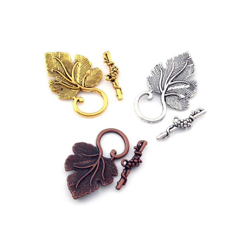 Grape Leaf Alloy Toggle Clasp Jewelry Accessories Bracelets 18 Sets Antique Silver - Copper -