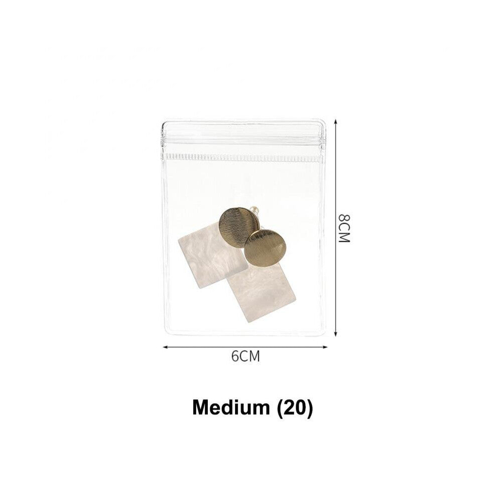 20 Pcs Set Anti Oxidation Storage Bag Earrings Necklace Portable Desktop Drawer Organizer Transparent Jewelry Box