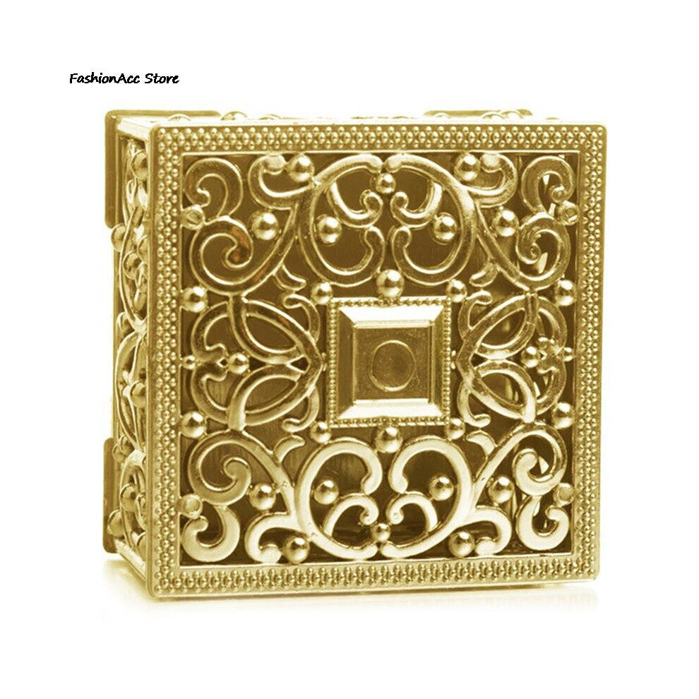 Mini Plastic Hollow Jewelry Box Retro Foil Candy Necklace Earring Treat Box Small Wedding Favor Box Party Favor Gift