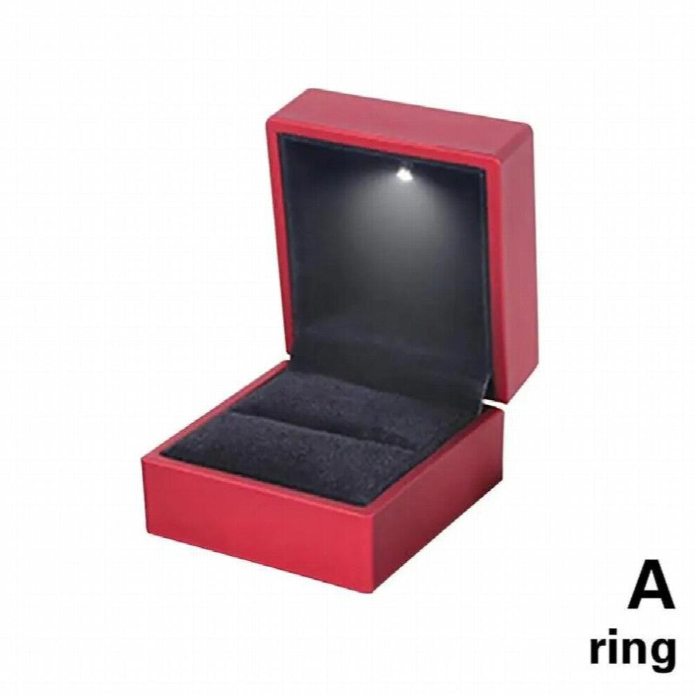 High Jewelry Box With LED Light For Engagement Wedding Rings Box Birthday Jewerly Ring Display Gift Boxes