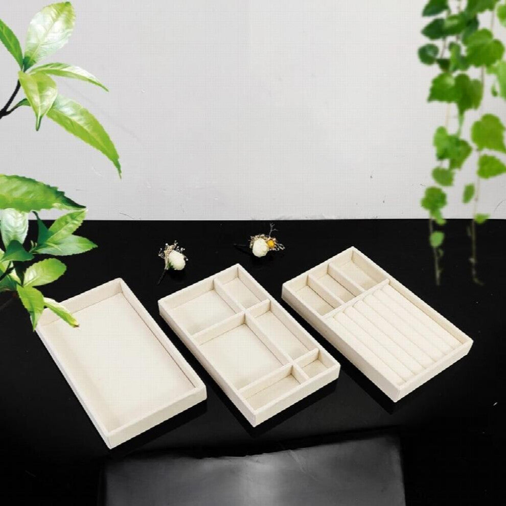 3 Pcs-Set Jewelry Display Tray for Ring Earrings Bracelets Necklace Watches Desktop Drawer Storage Organizer Home Flannel Tray