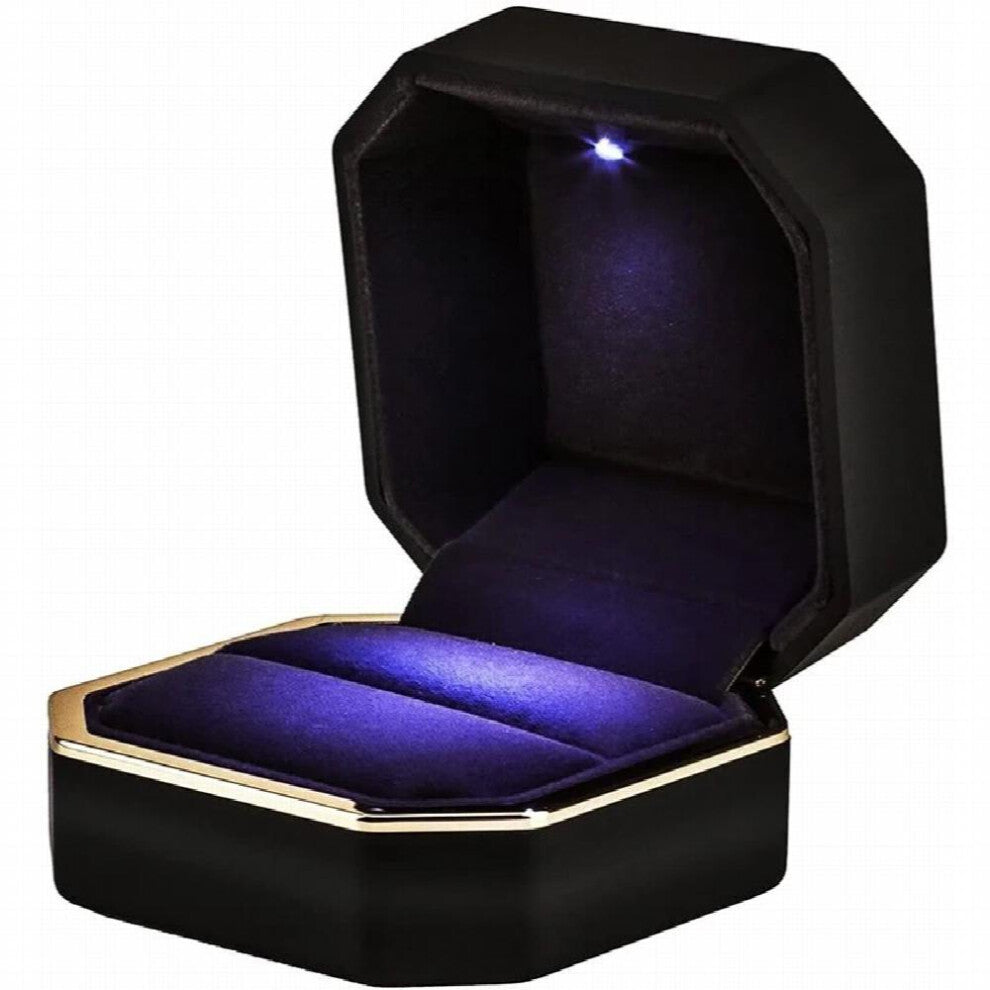 Jewelry Couple Ring Box With LED Light For Engagement Wedding Ring Box Birthday Jewerly Ring Display Gift Boxes