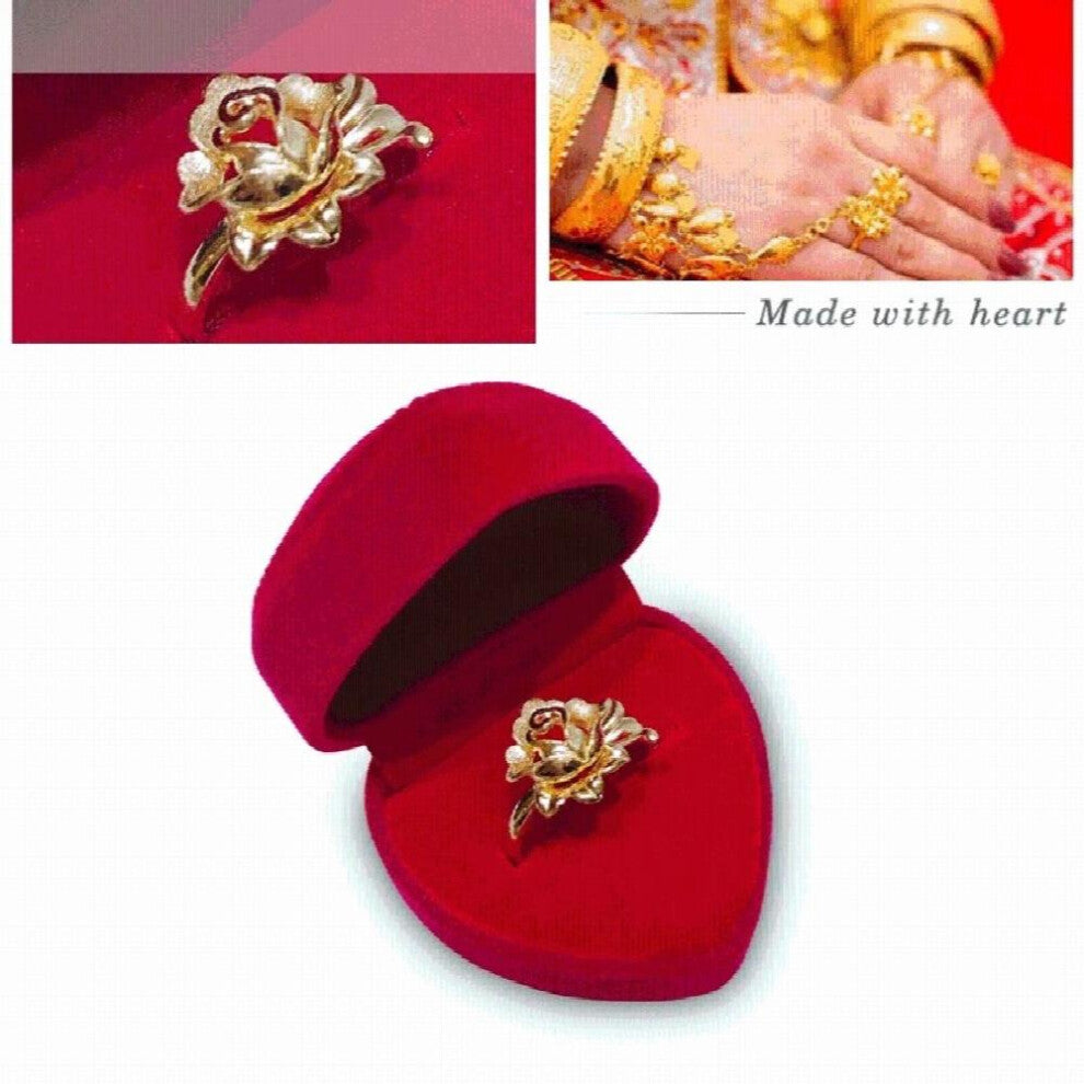 Proposal Engagement Ring Box Heart Shape Earrings Jewelry Ring Box for Anniversay Valentines Wedding(Red)