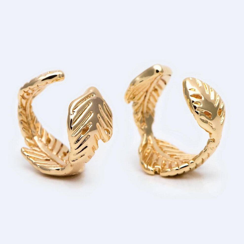 10pcs Leaf Ear Cuffs, Plated Brass Earcuff Earring (GB-2114)