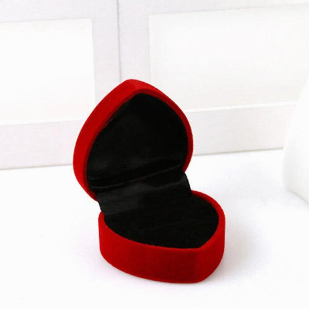 Red Engagement Heart Shape Ring Box Wedding Earring Store Jewelry Display Gift