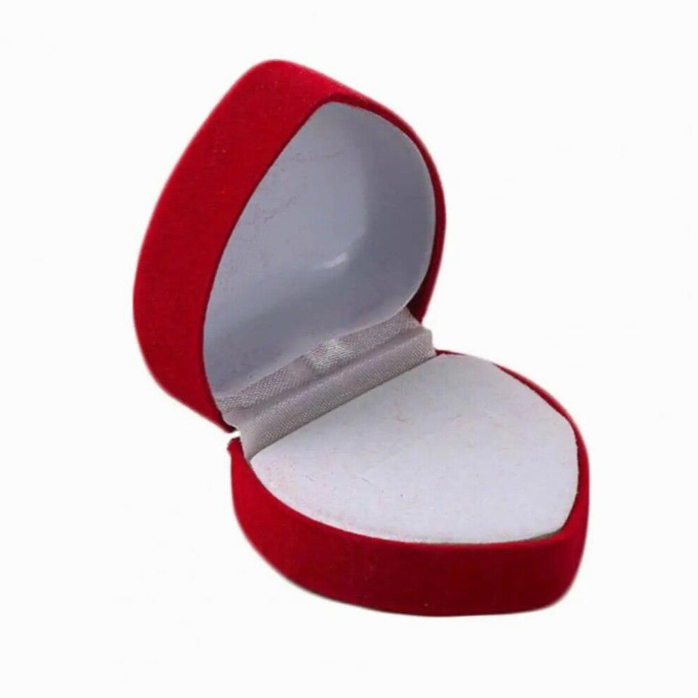 Ring Storage Box Flocking Heart Shape Gift Jewelry Organizer for Engagement Velvet Jewelry Box Ring Storage Box Gift
