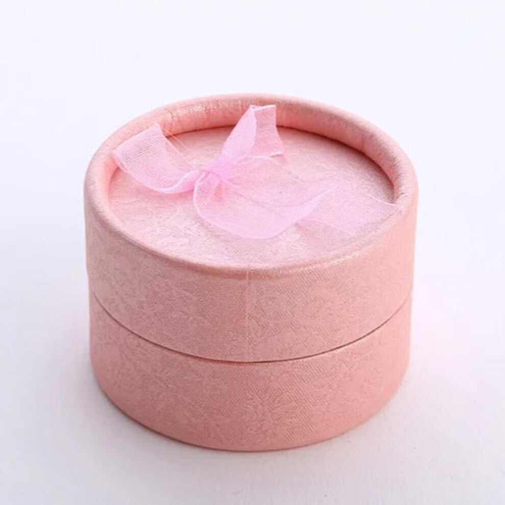 Round Jewelry Box Wedding Engagement Earrings Ring Box Bow-knot Jewelry Display Holder Case