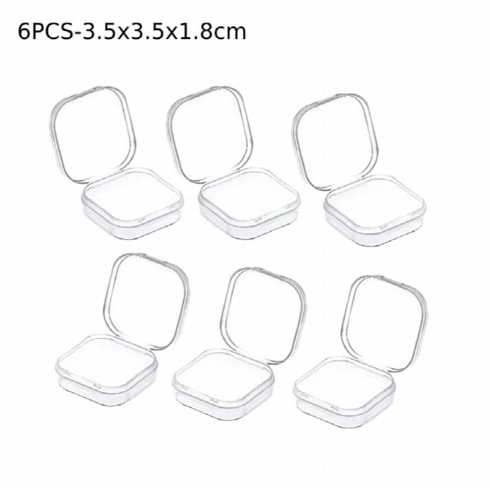 6-48Pcs Mini Clear Plastic Jewelry Bead Storage Box Small Round Container Box for Jewelry Gadgets Beads DIY Craft Jewelry Making