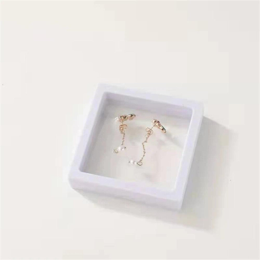 (1 White-L 11x11x2cm) 3D Transparent Earring Storage Box Pe Film Suspensiony Display Box Jewelry Bracelet Pendant Necklace Organizer Case Stand