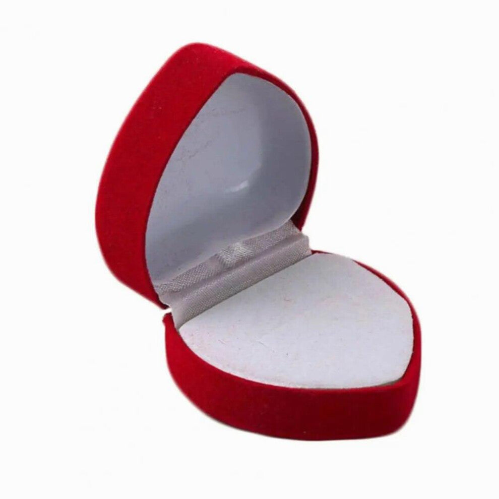 4.5cm x 4.5cm Ring Storage Box Flocking Heart Shape Gift Jewelry Organizer For Engagement Birthday Party Woman
