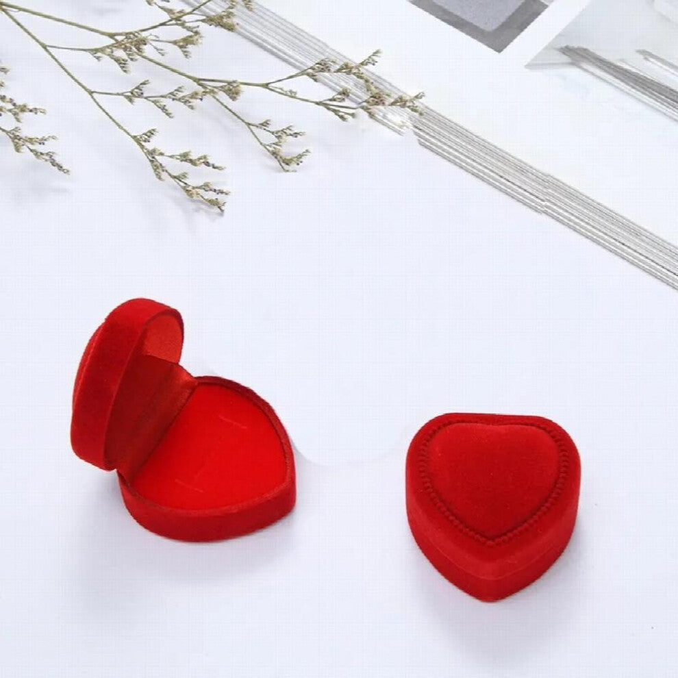 Heart Shape Velvet Ring Box Engagement Wedding Jewelry Boxes Gift Case Holder for Lover's Storage Case