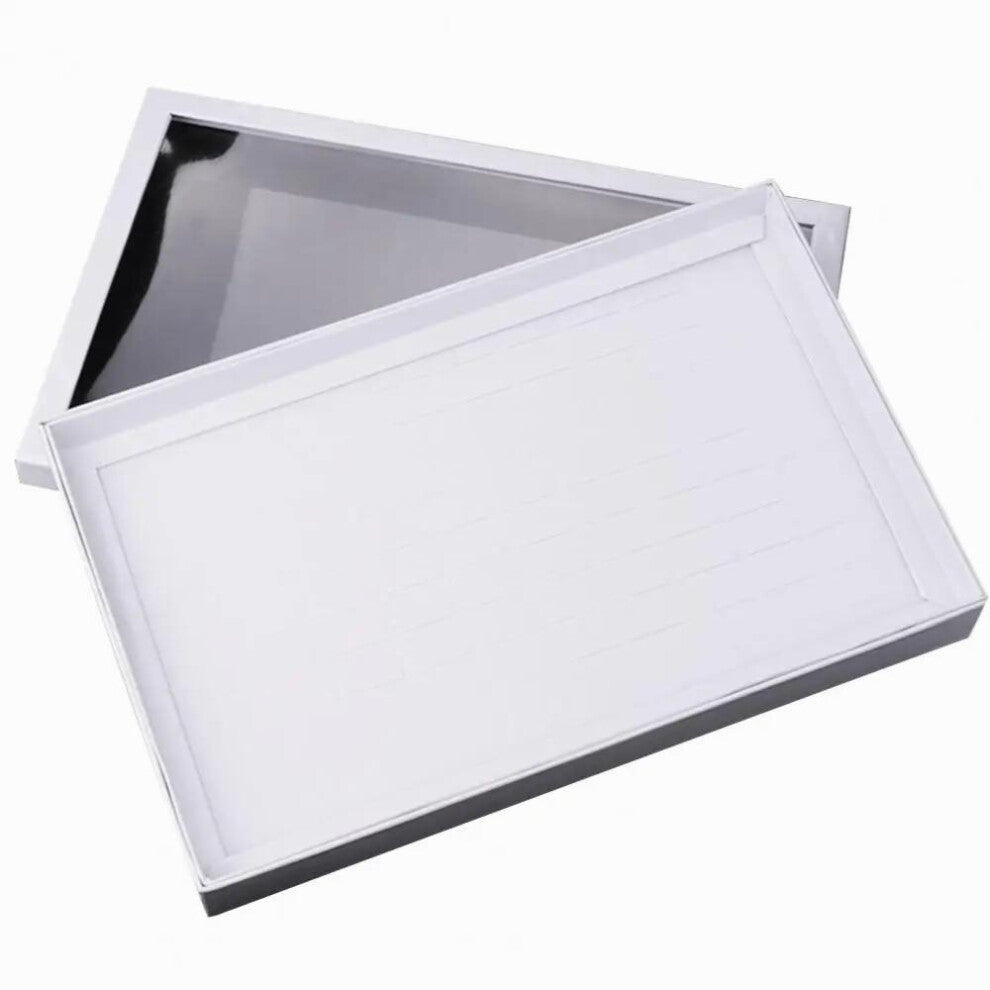 100Slots Ring Display Box Transparent Lid Large Capacity Cardboard Cufflink Jewelry Tray Ring Showcase Women Accessory