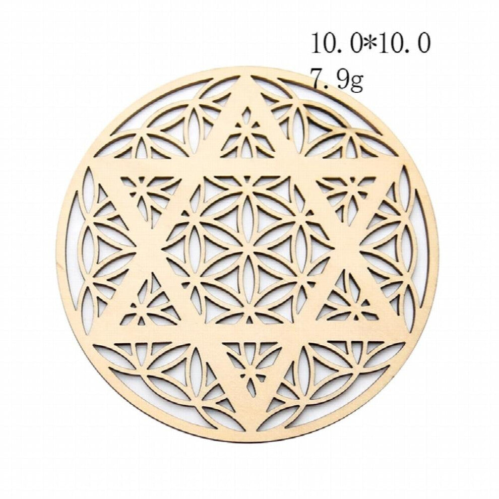 Tree of Life Wall Decor Flower Wooden Metatron Cube David Star Hanging Chakra Meditation Wood Witch Moon Board Craft Stand