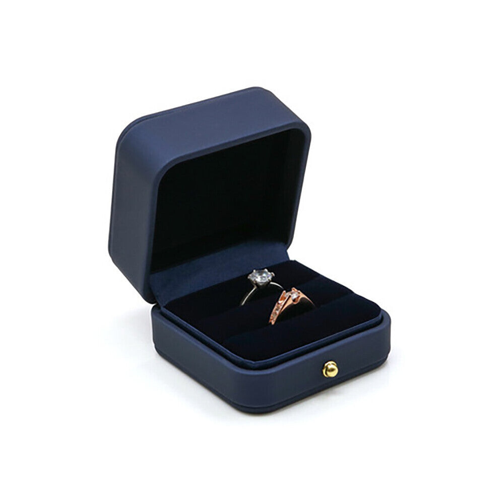Vintage Double Slots Jewelry Box For Wedding Proposal Engagement Ring Gift Organizer Storage Box PU Leather Packaging Case