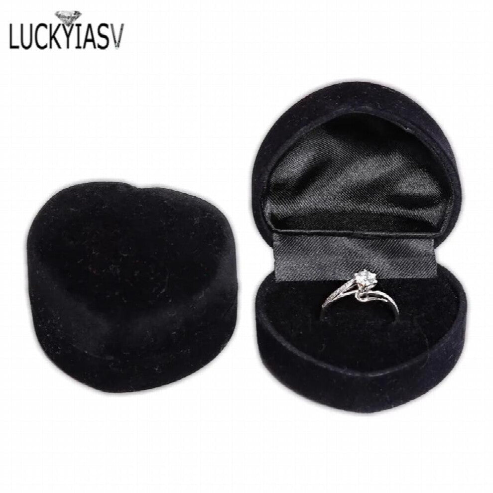 Velvet Ring Box Heart Shape Engagement Wedding Jewelry Boxes Gift Case Holder for Lover's