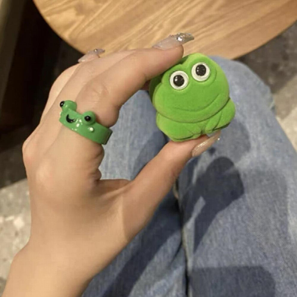 Green Velvet Frog Rings Box Jewelry Display Case Holder Boxes Wedding Jewelry Organizer Engagement Ring Case