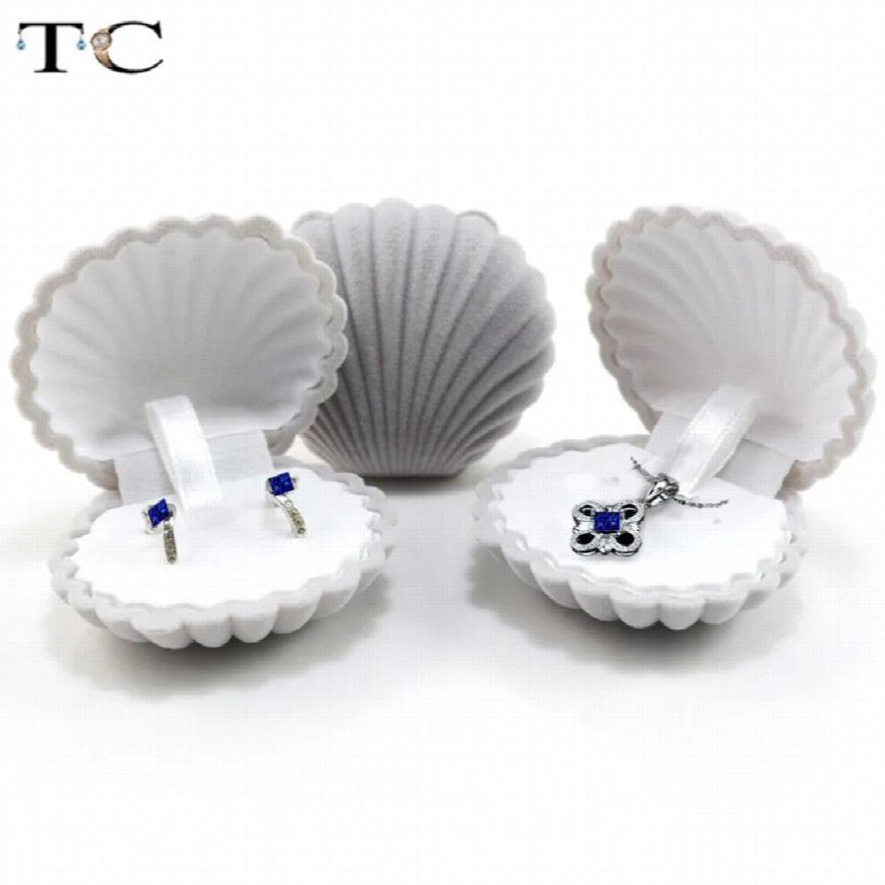 Creative Shell Shape Lovely Velvet Wedding Engagement Ring Box For Earrings Necklace Bracelet Jewelry Display Holder