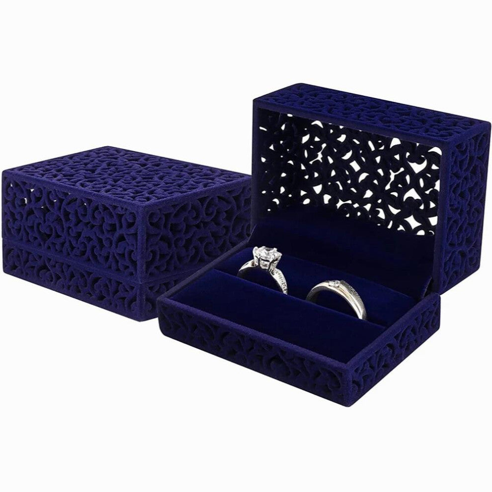 Hollow Velvet Ring Box Couple Double Jewelry Case For Proposal Wedding Engagement Ceremony Gift Packaging Storage Case