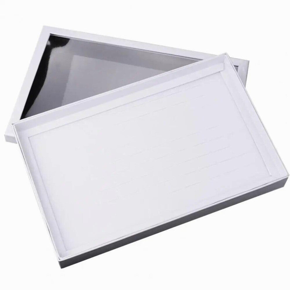 Dropshipping!!100Slots Ring Display Box Transparent Lid Large Capacity Cardboard Cufflink Jewelry Tray Ring Showcase For Women
