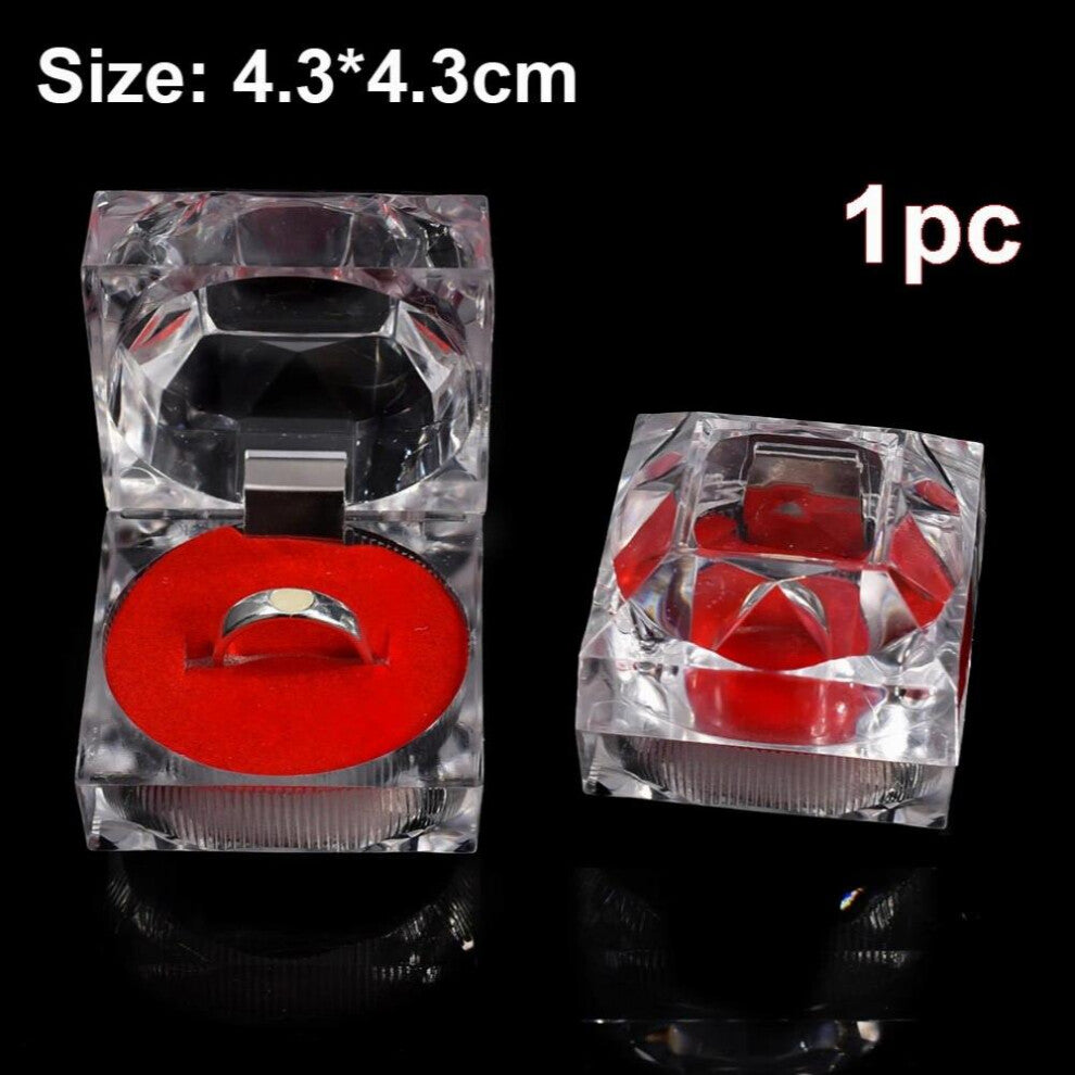 Acrylic Organic Glass Transparent Ring Box Wedding Jewelry Storage Case Birthday Rings Earrings Holder Package Boxes