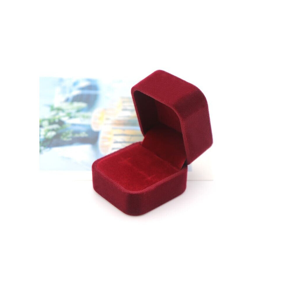 Velvet Square Pink Red Engagement Wedding Ring Box Small Jewelry Gift Packaging Trinket Storage Display Holder