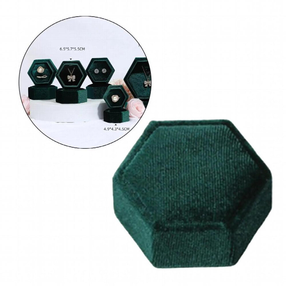 Hexagonal Velet Ring Box Holder Case Organizer and with Detachable Lid Velvet Jewelry Box for Engagement Girls