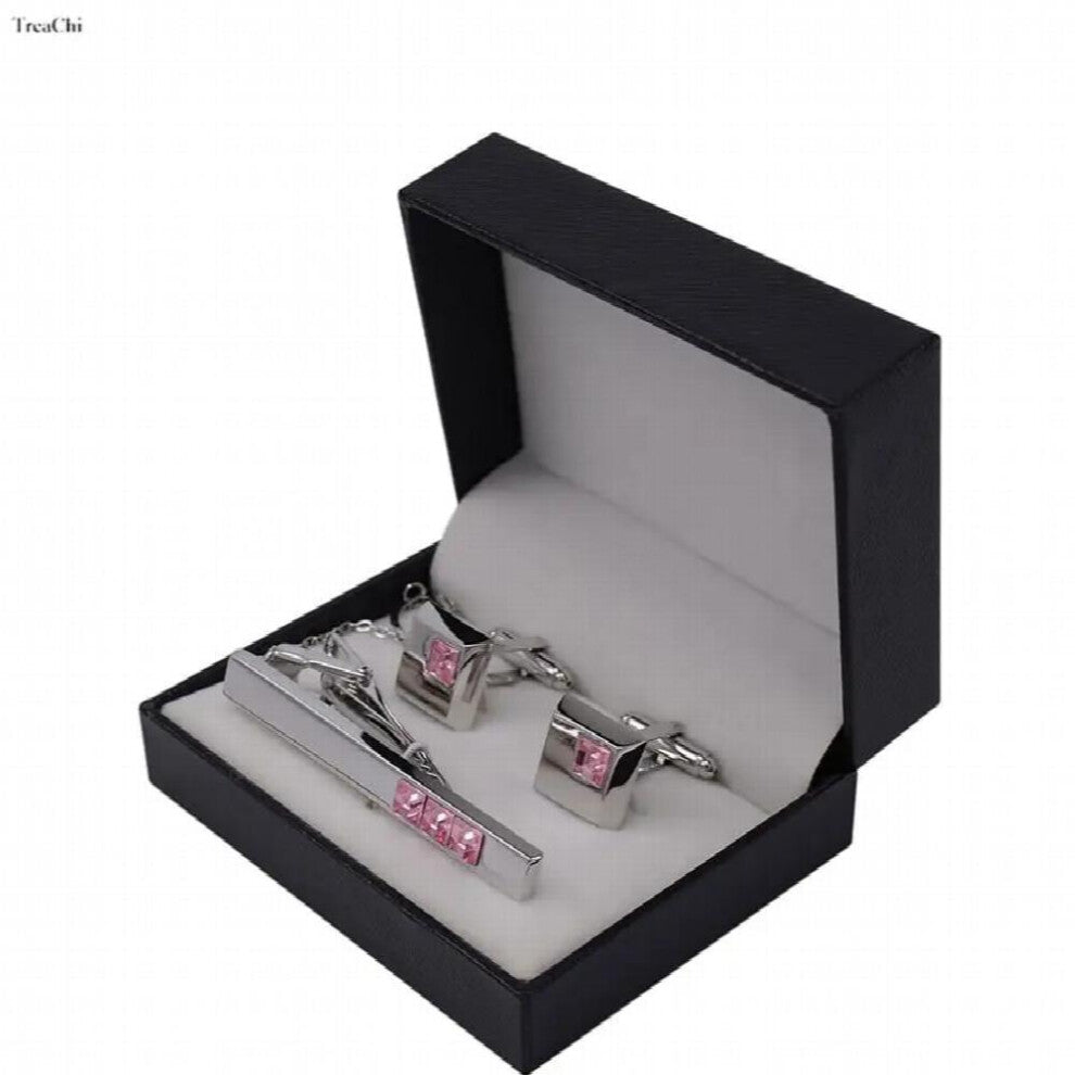 Tie Clip Cufflinks Storage Box Men Wedding Faux Leather Case Brooch Lapel Mini Travel Jewelry Display Collection