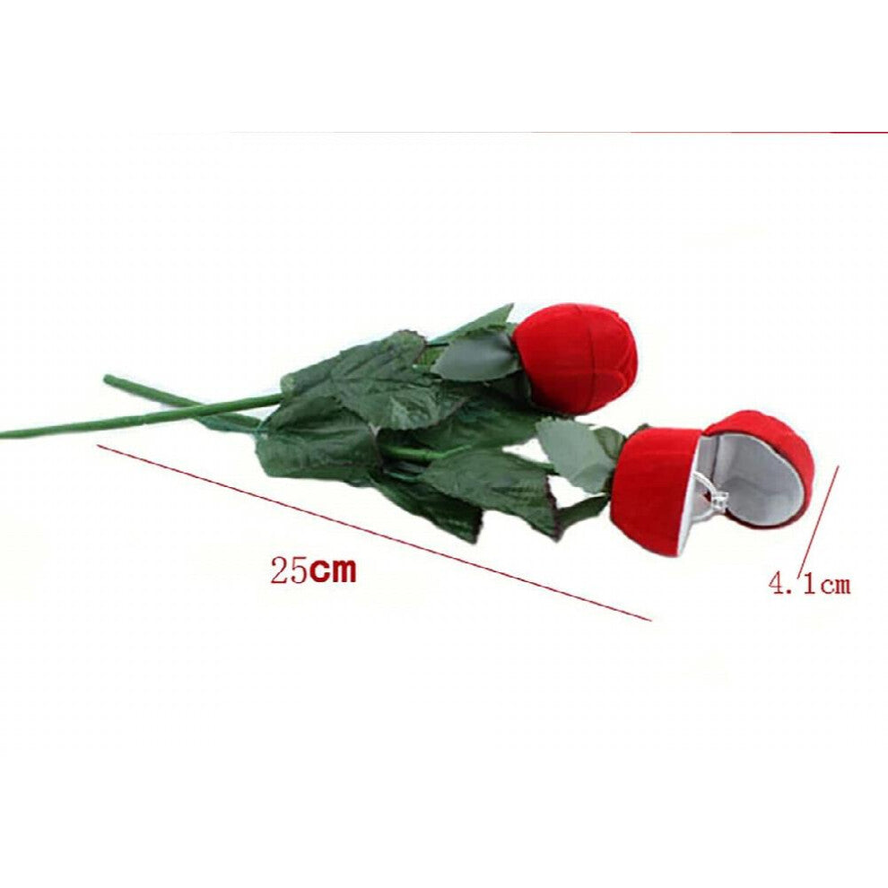 Creative Red Rose Ring Box for Wedding Engagement Proposal Gift Organizer Flocking Display Package Jewelry Box