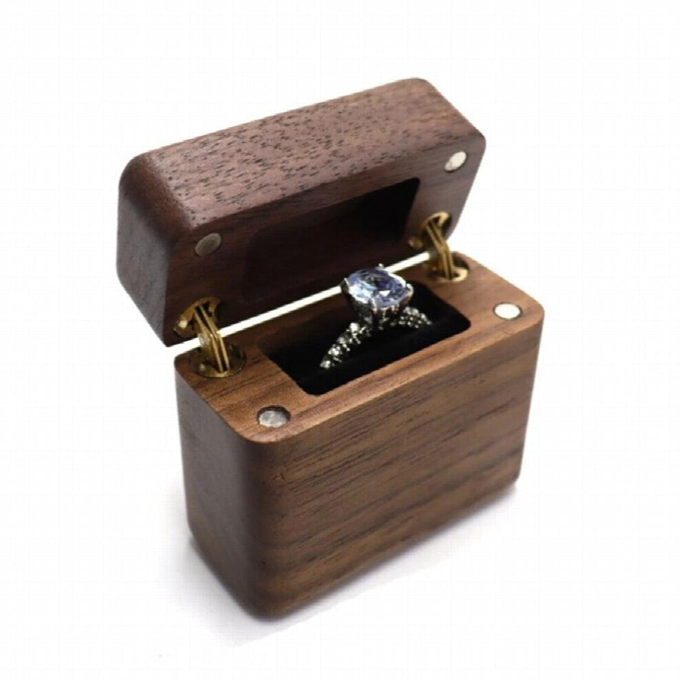 Wooden Ring Box with Velvet Lining Single Ring Storage Chest Jewellery Display for Proposal Engagement Wedding Dropship