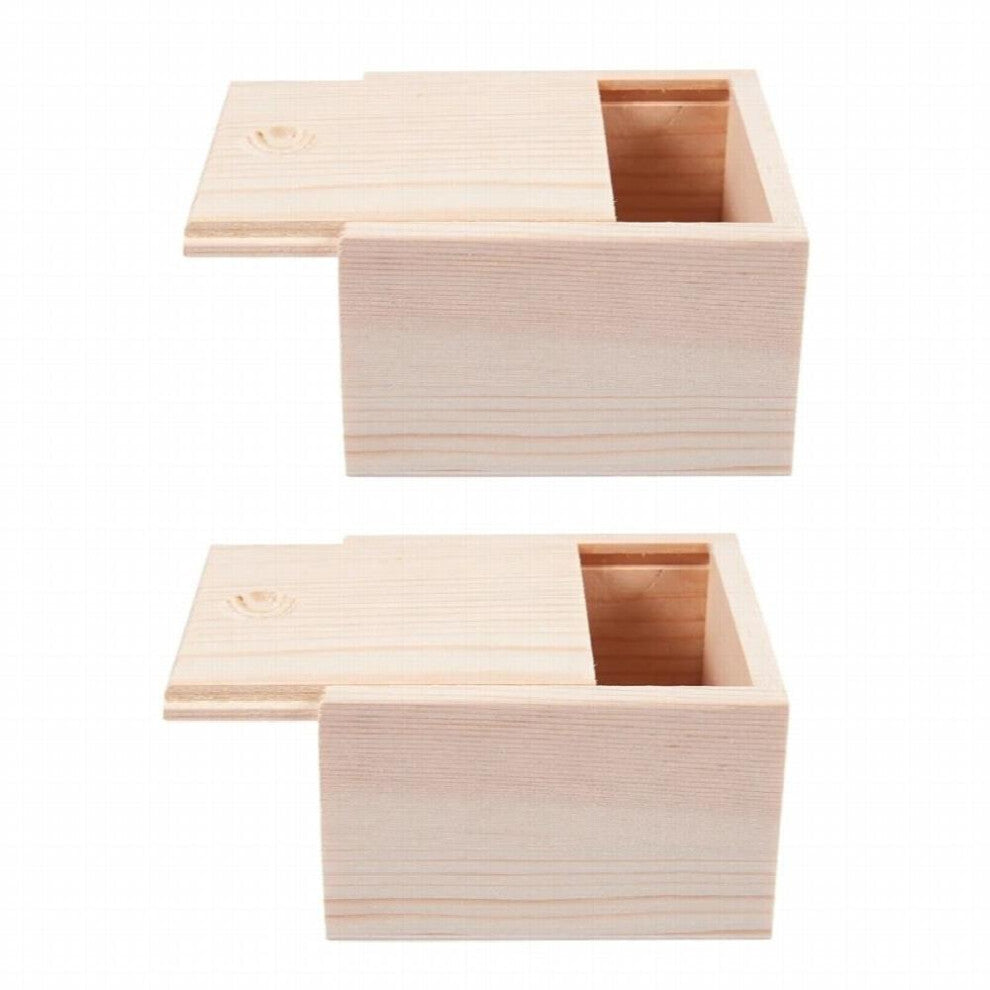 2X Small Plain Wooden Storage Box Case For Jewellery Small Gadgets Gift Wood