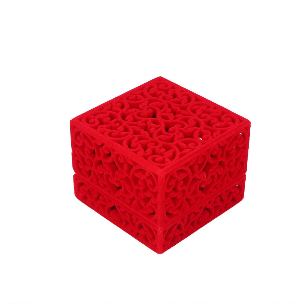1Pcs Velvet Ring Storage Box Red Hollow Out Jewelry Display Engagement Jewelry Boxes For