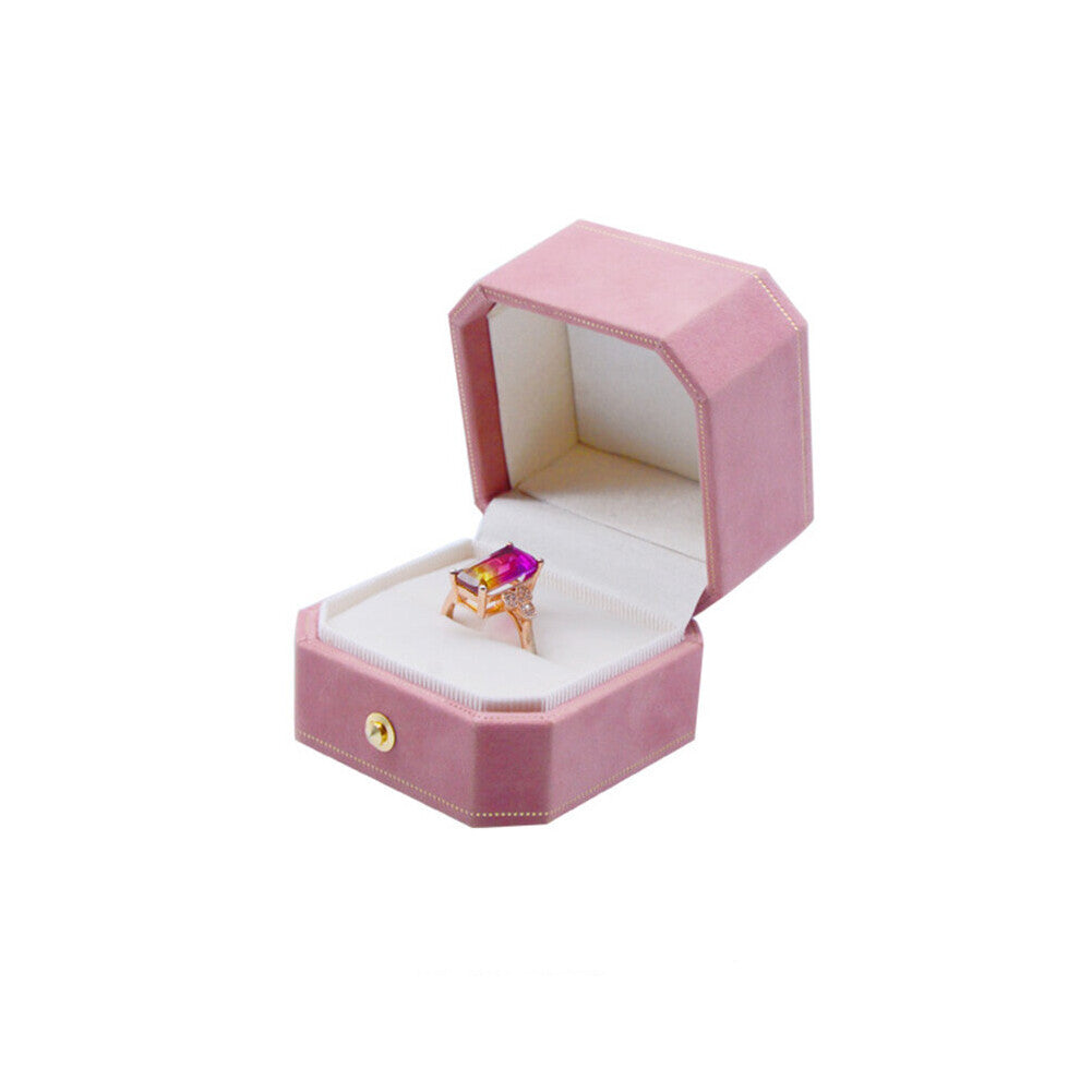 Octagonal Flannel Jewelry Earring Ring Box Jewellery Organizer Pendant Case Wedding Engagement Gift Package Box for Display