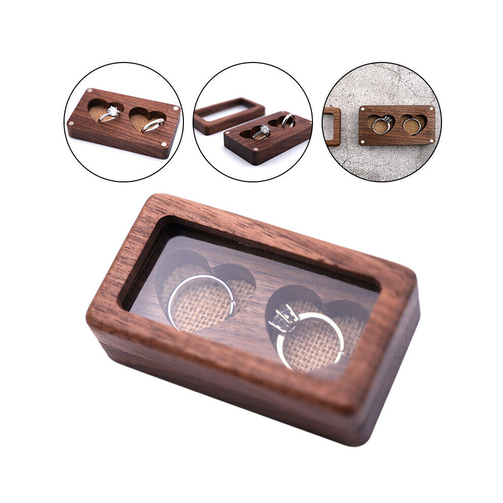 1pc Wooden Ring Box Creative Heart Shape Jewelry Gift Case Durable Detachable Couple Engagement Wedding Rings Boxes