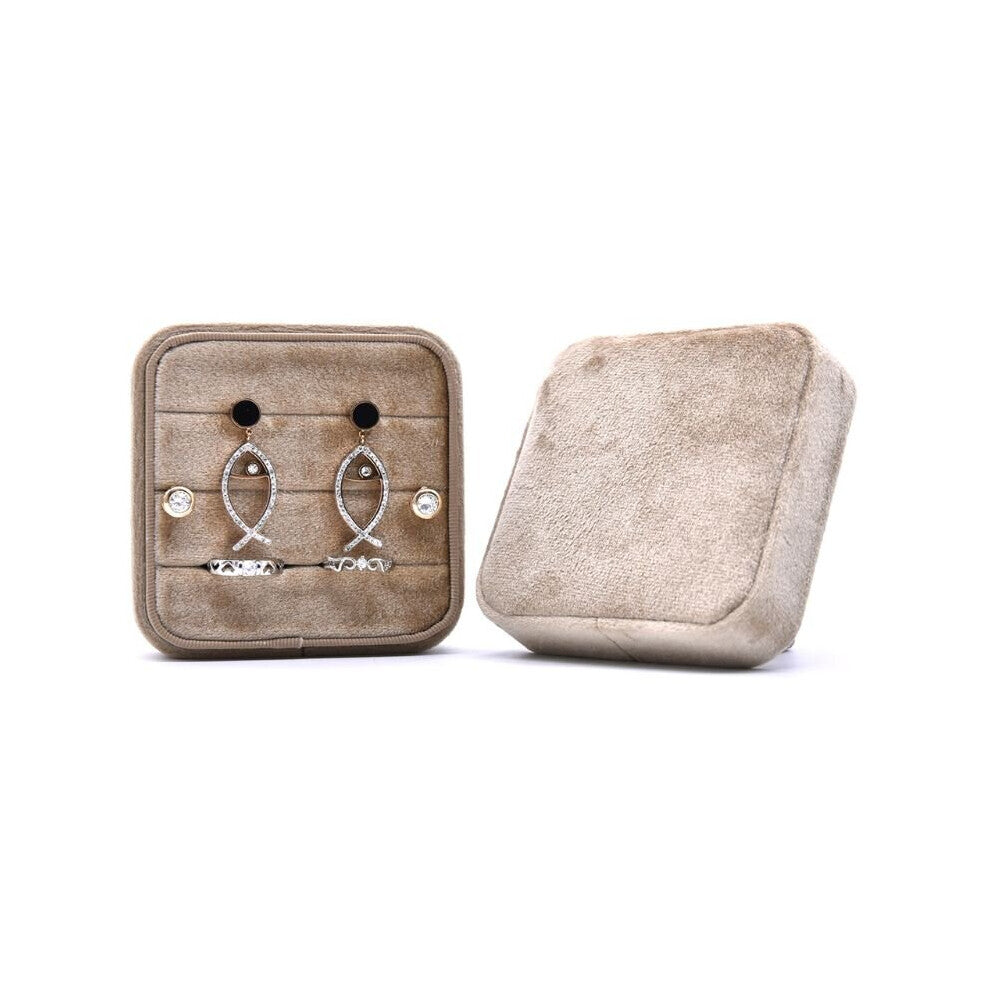 Velvet Ring Box, Square Vintage Wedding Ceremony Ring Box Jewelry storage box with Detachable Lid, Engagement Ring Box Slim